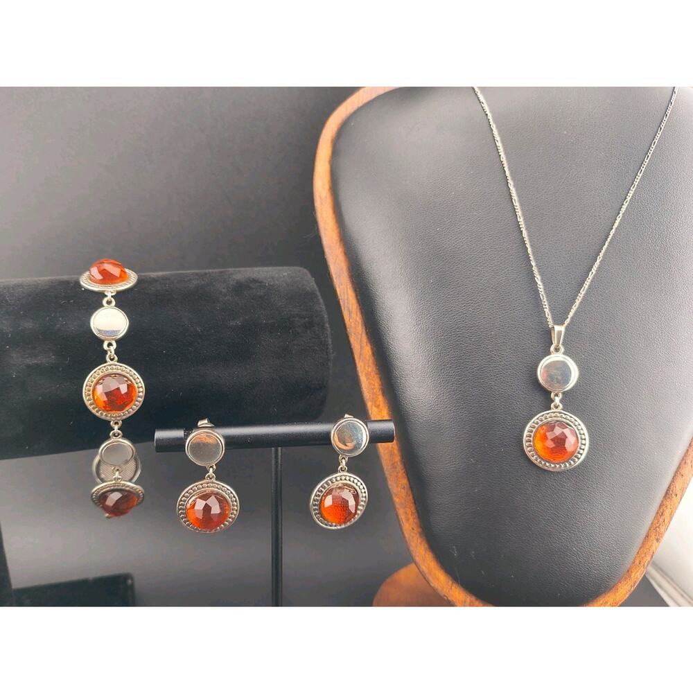 Vtg. Zermat Beauty Silver Collection - 925 Sterling Silver & Citrine 3-Piece Set